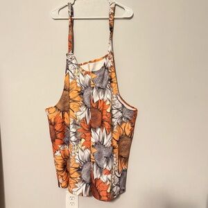 Orange Floral Shorts Rompers